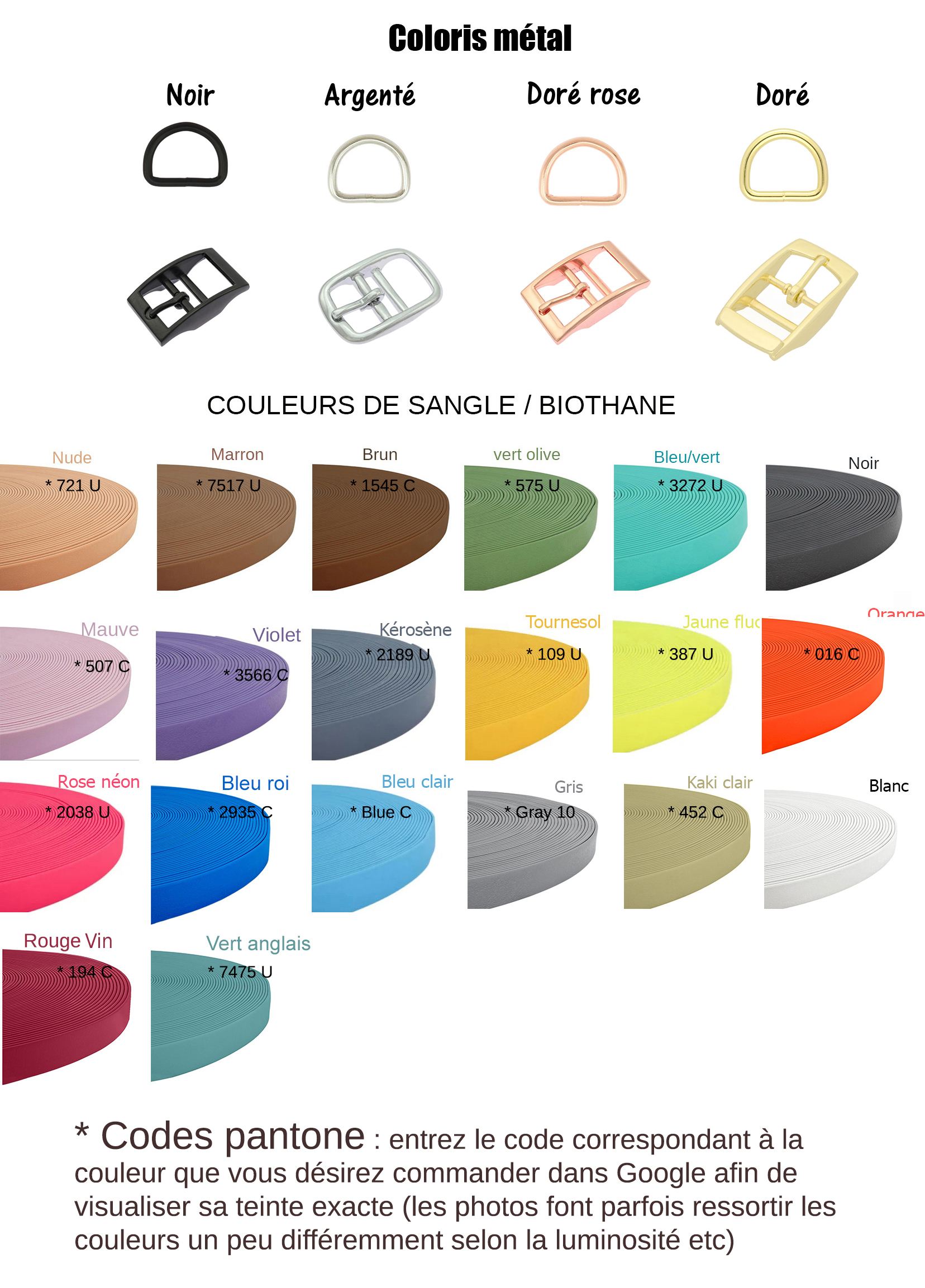 couleurs TPU metal avec pantone