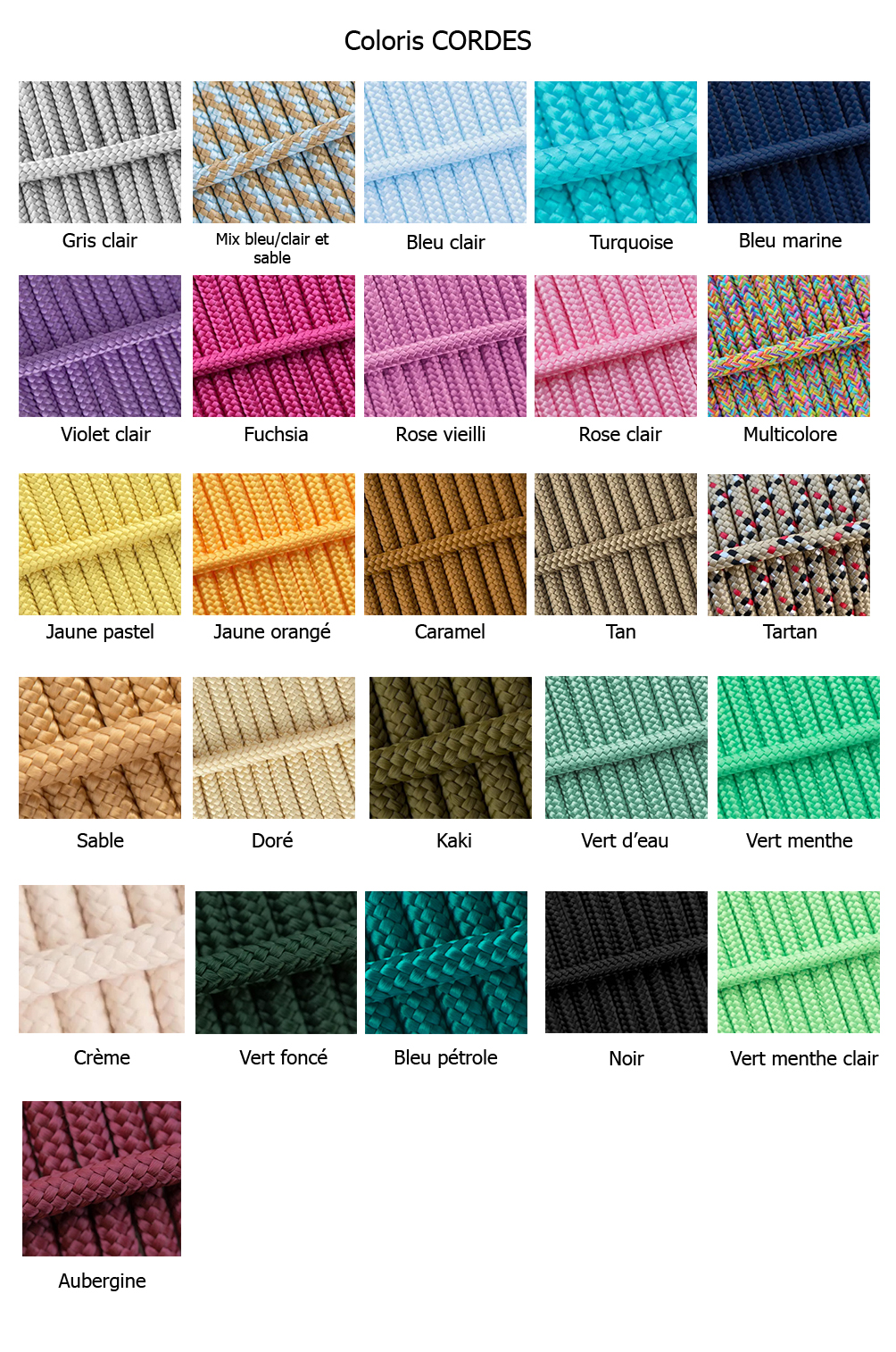 liste coloris cordes