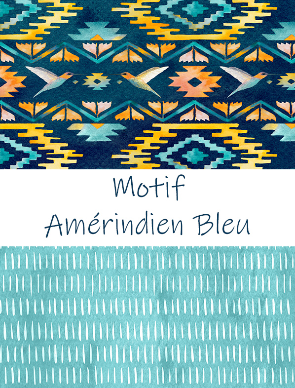 motif amerindien bleu