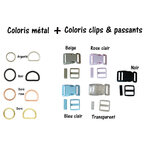 Coloris clips et passants fond blanc et dore