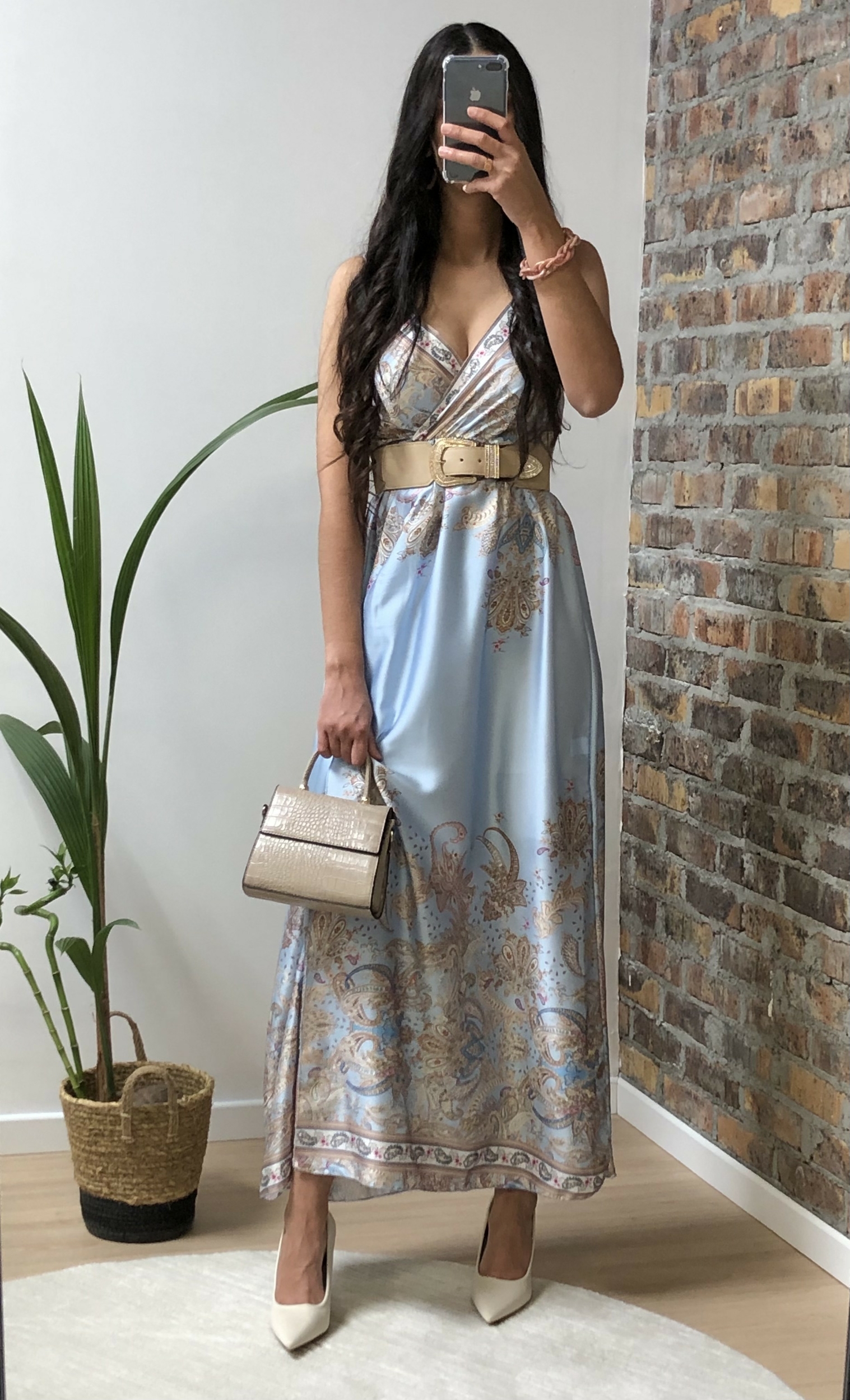 Robe bleu imprimé cachemire