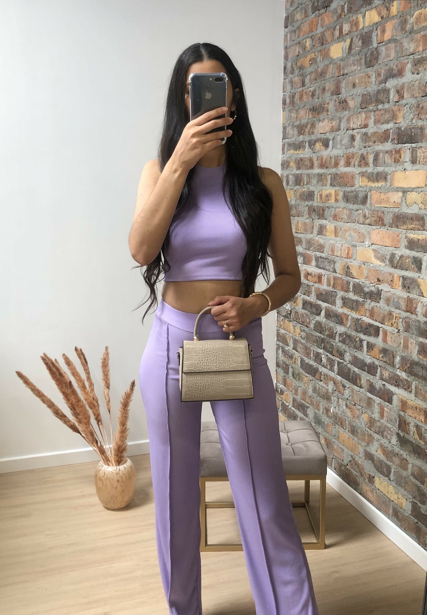 Jogging crop top et pantalon violet