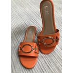 MUL-1111.2 mule ouverte orange détail rond doré