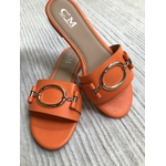 MUL-1111.1 mule ouverte orange détail rond doré