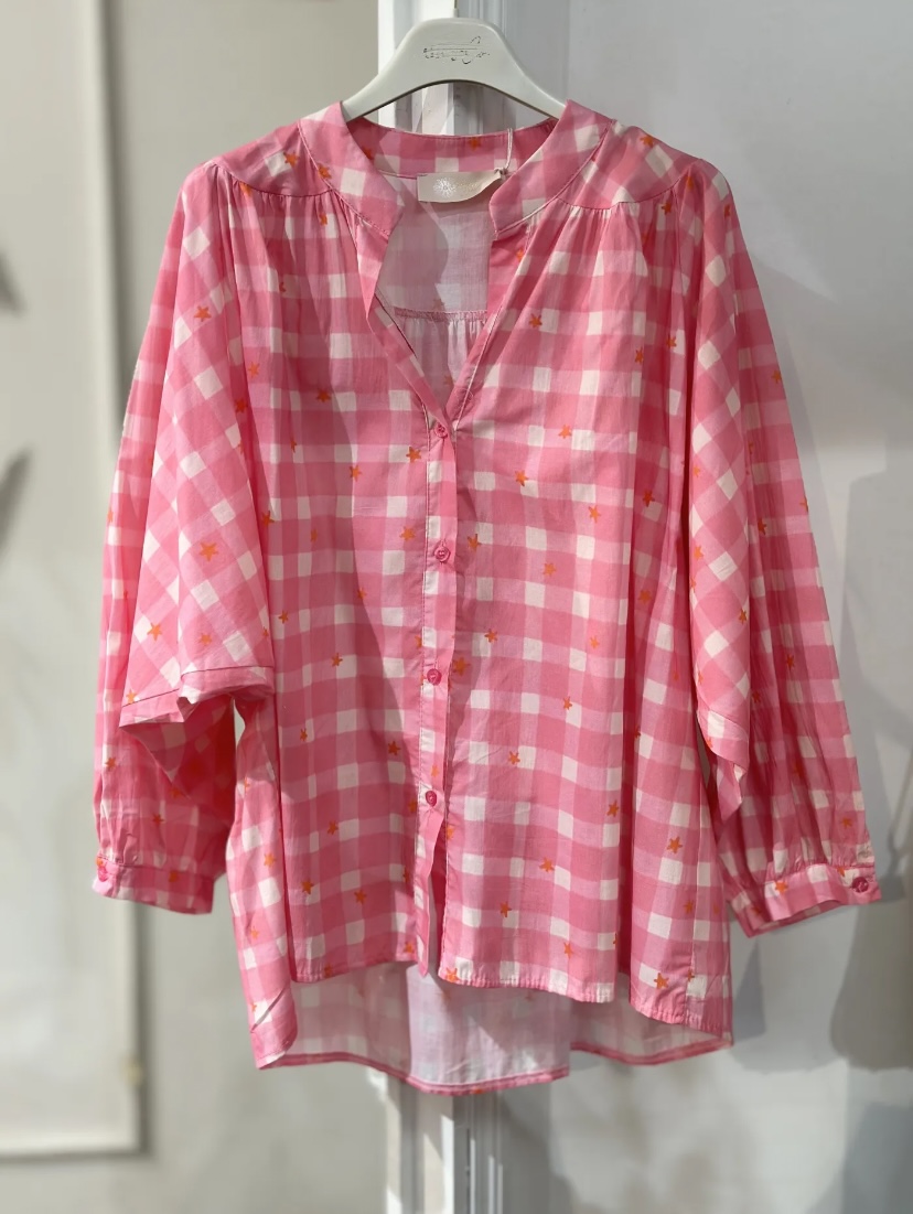 CHEMISE VICHY AVEC ETOILES ROSE APRIL VINTAGE