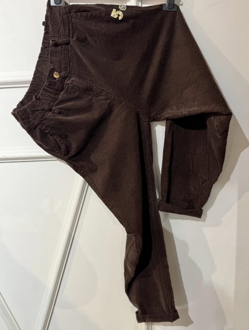 PANTALON BAREL BROCHE VELOURS CHOCOLAT APRIL VINTAGE 3
