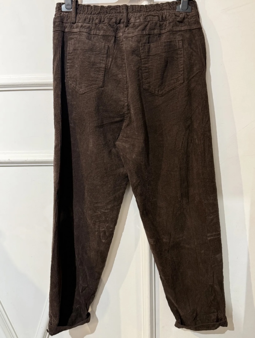 PANTALON BAREL BROCHE VELOURS CHOCOLAT APRIL VINTAGE