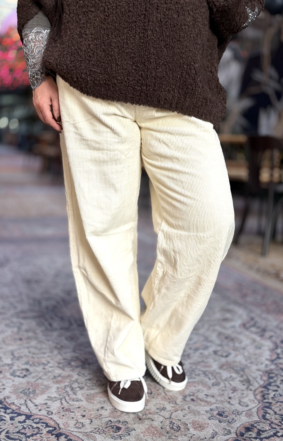 PANTALON VELOURS MELLY AND CO ECRU 1