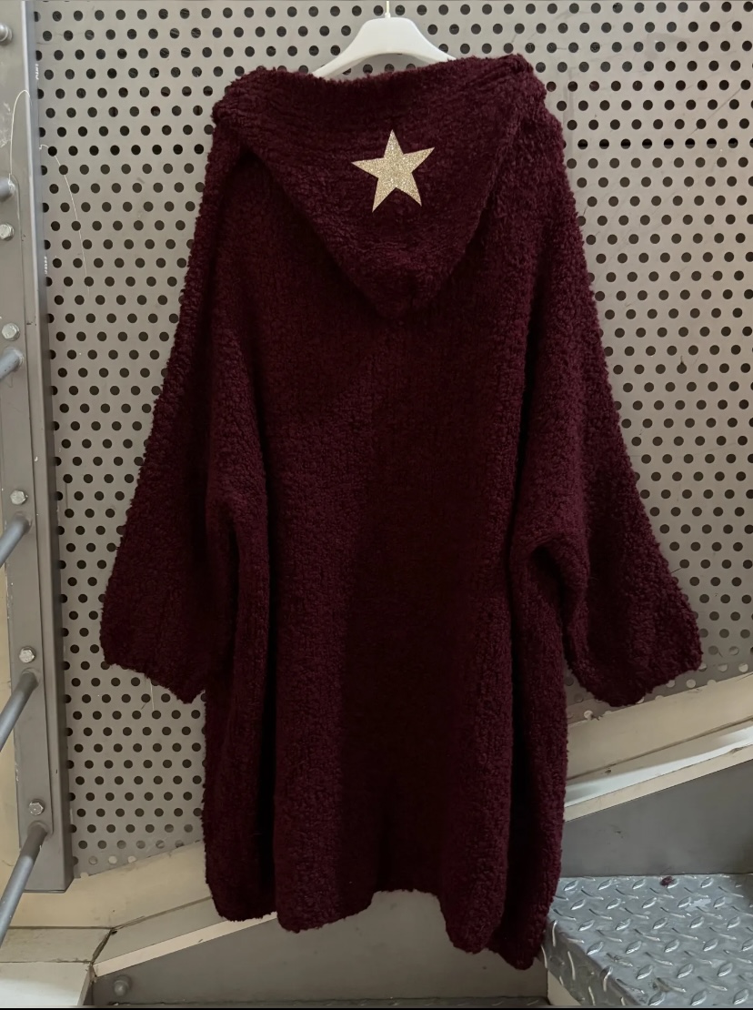 MAXI GILET ETOILE CAPUCHE BORDEAUX APRIL VINTAGE 2