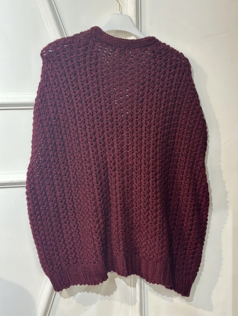 GILET CROCHET BOUTONS BORDEAUX APRIL VINTAGE 1
