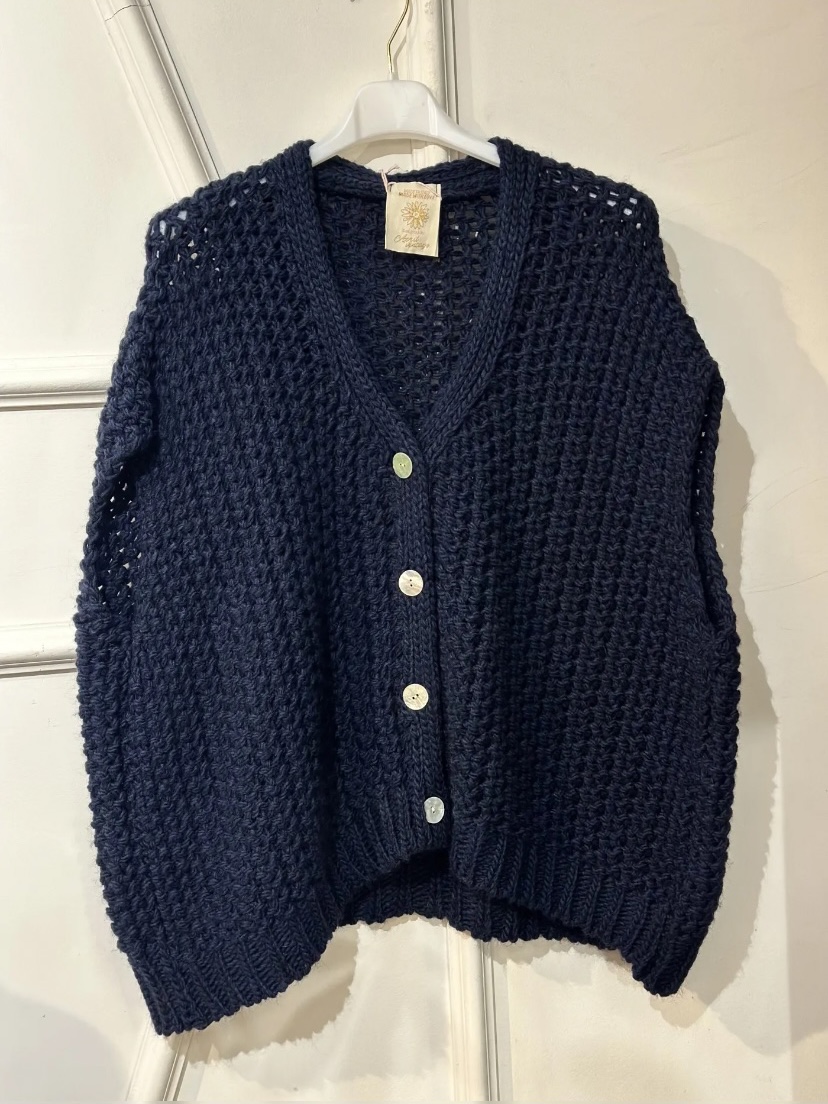 GILET CROCHET BOUTONS MARINE APRIL VINTAGE