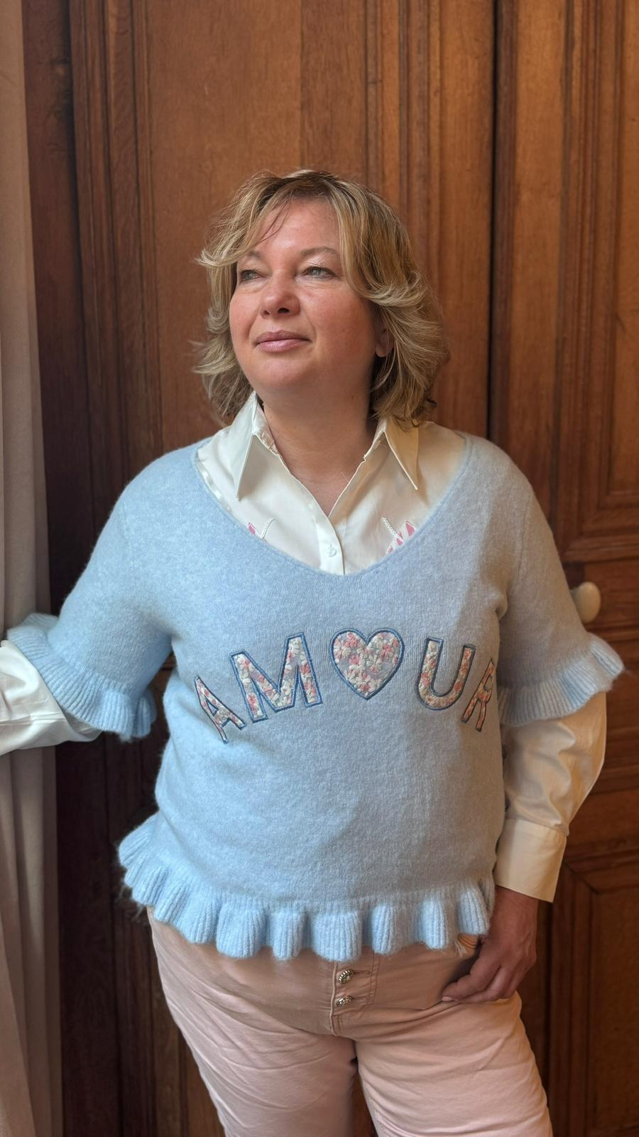 Pull AMOUR bleu 1