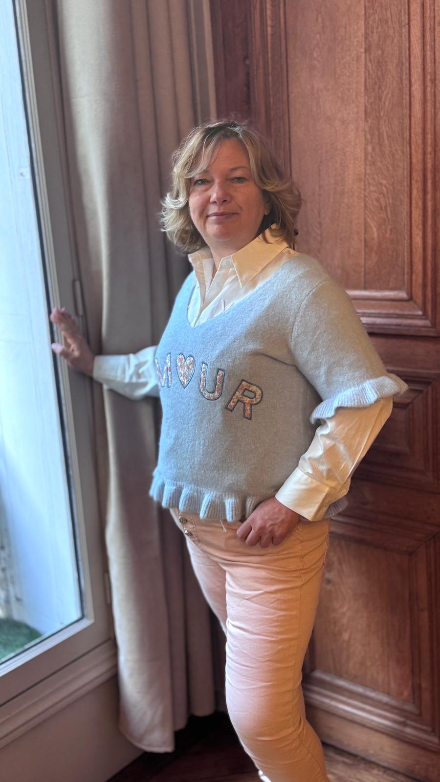 Pull AMOUR bleu 5