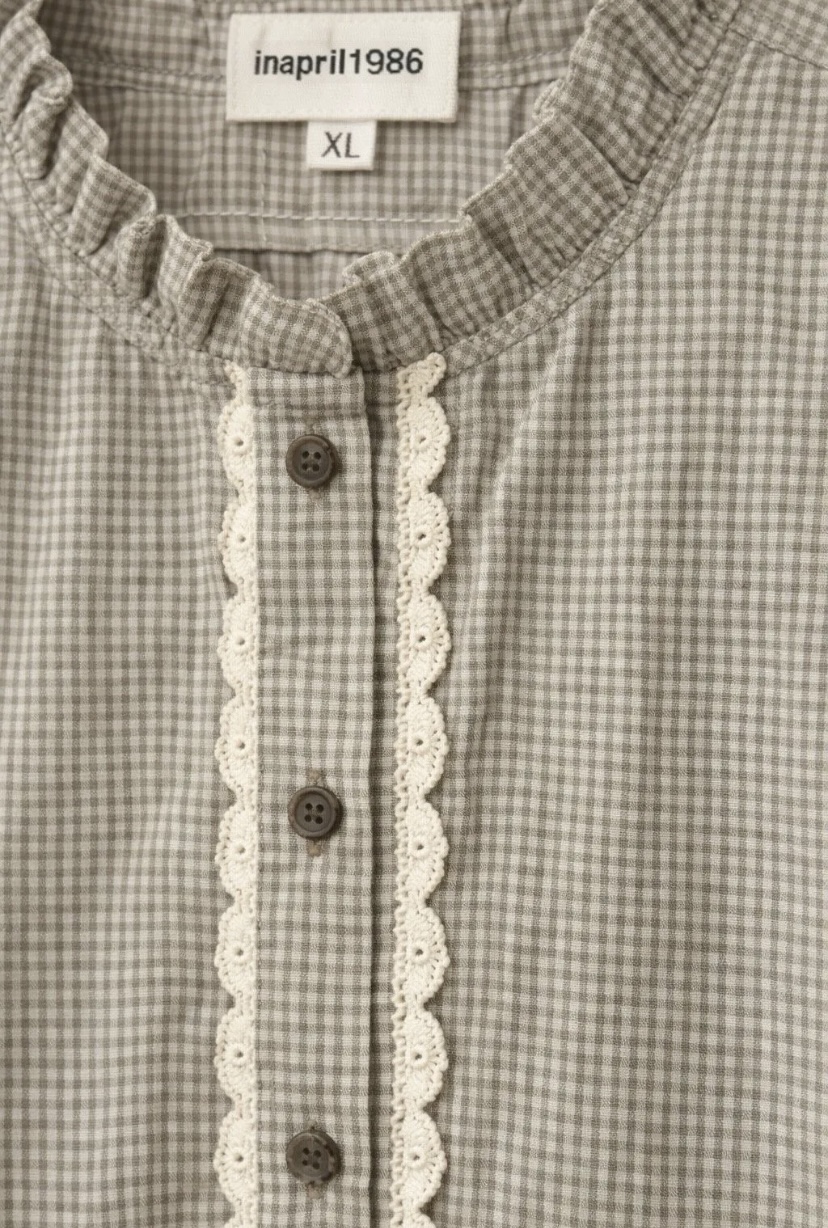 Chemise Elegance Vichy kaki et blanc In April 1986 1