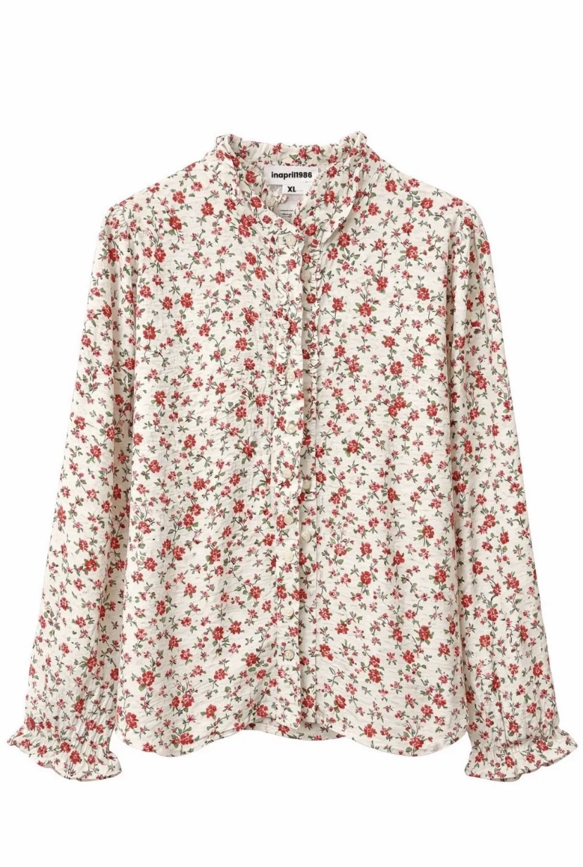 Chemise Douce Fleurs blanc et rose In April 1986