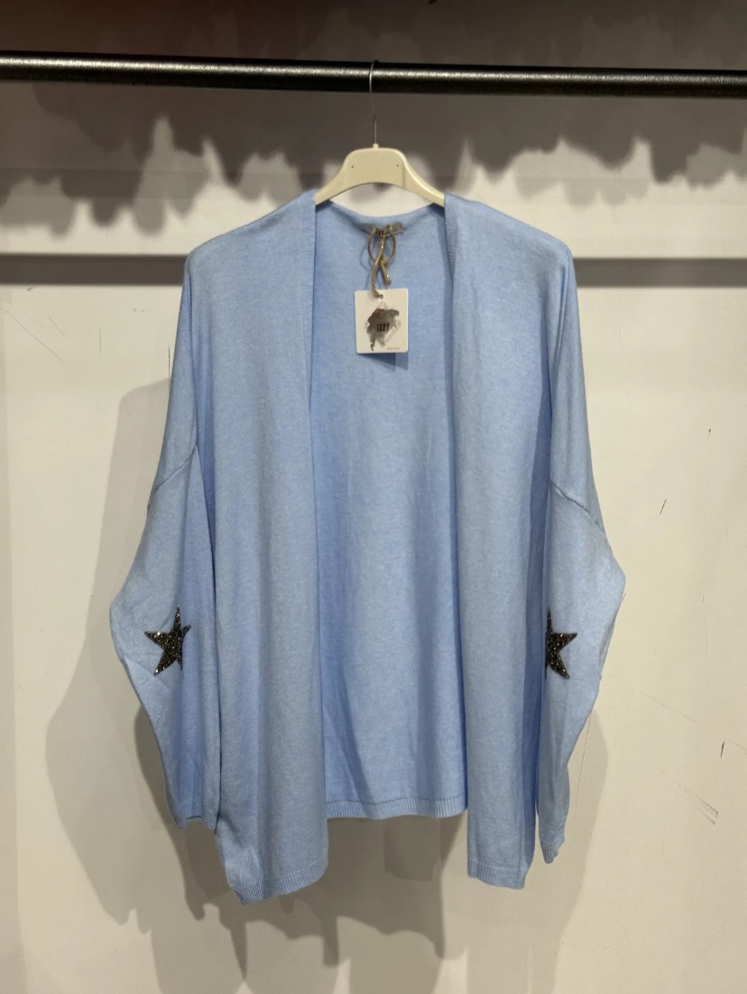 GILET ETOILE COUDES BLEU CIEL