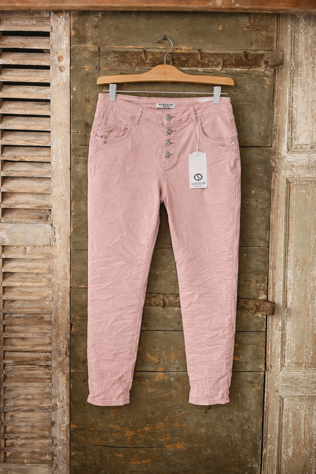 PANTALON BOUTONS BIJOUX KAROSTAR ROSE 5