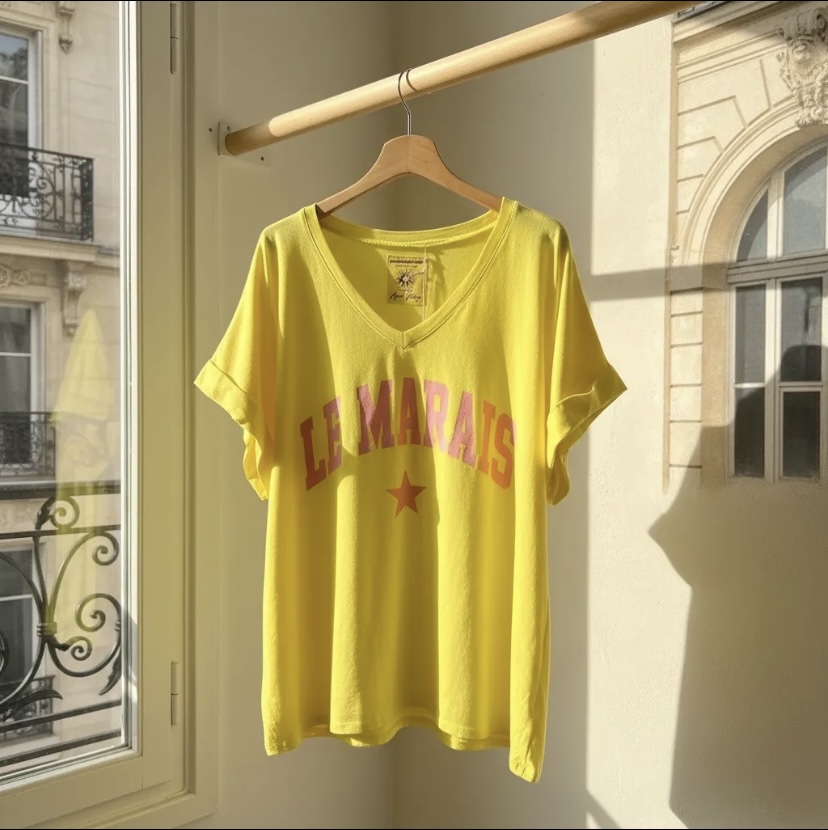 T-SHIRT LE MARAIS APRIL VINTAGE JAUNE 2