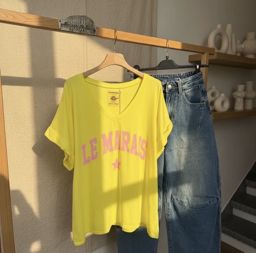 T-SHIRT LE MARAIS APRIL VINTAGE JAUNE