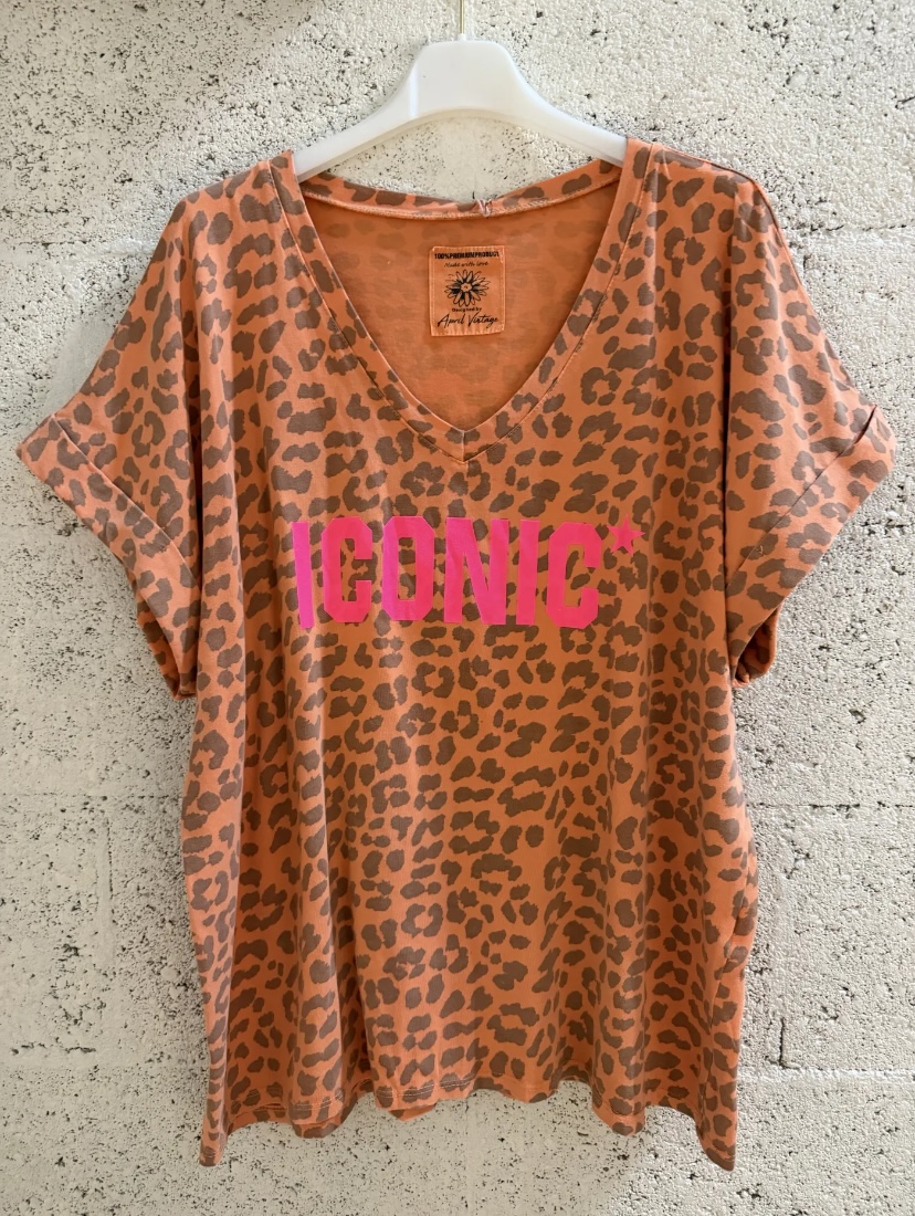 T-SHIRT ICONIC LEOPARD ORANGE APRIL VINTAGE 1