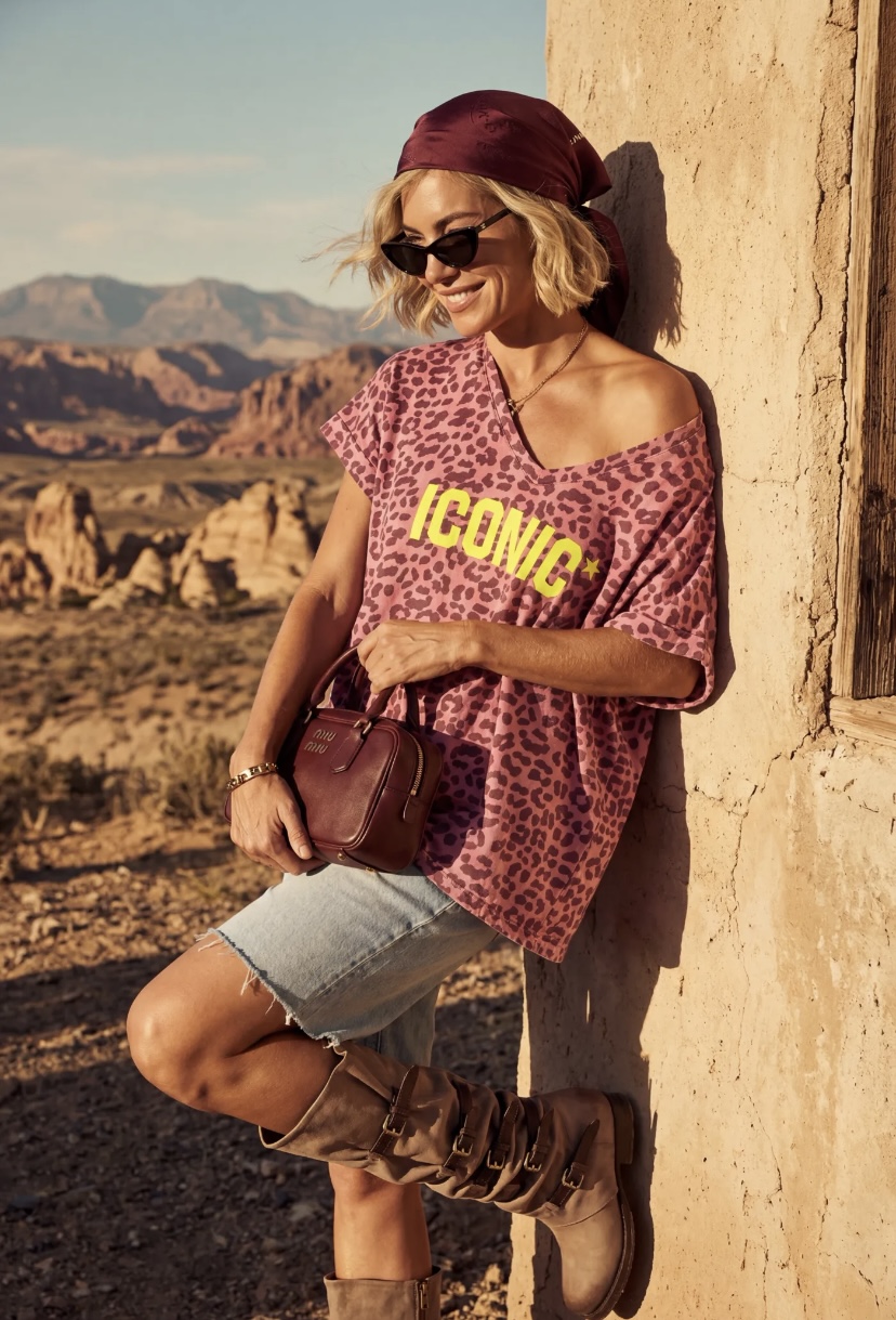T-SHIRT ICONIC LEOPARD ROSE DELAVE APRIL VINTAGE