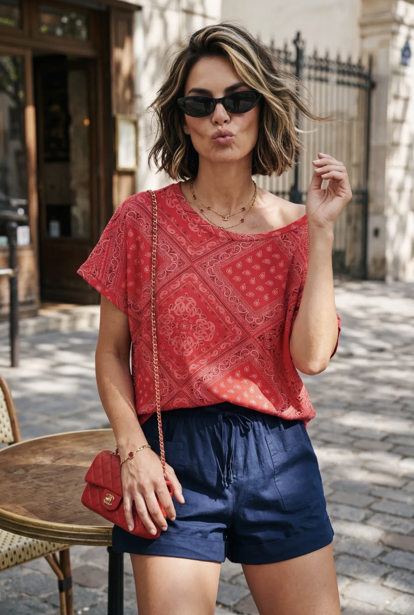T-SHIRT BANDANA ROUGE APRIL VINTAGE