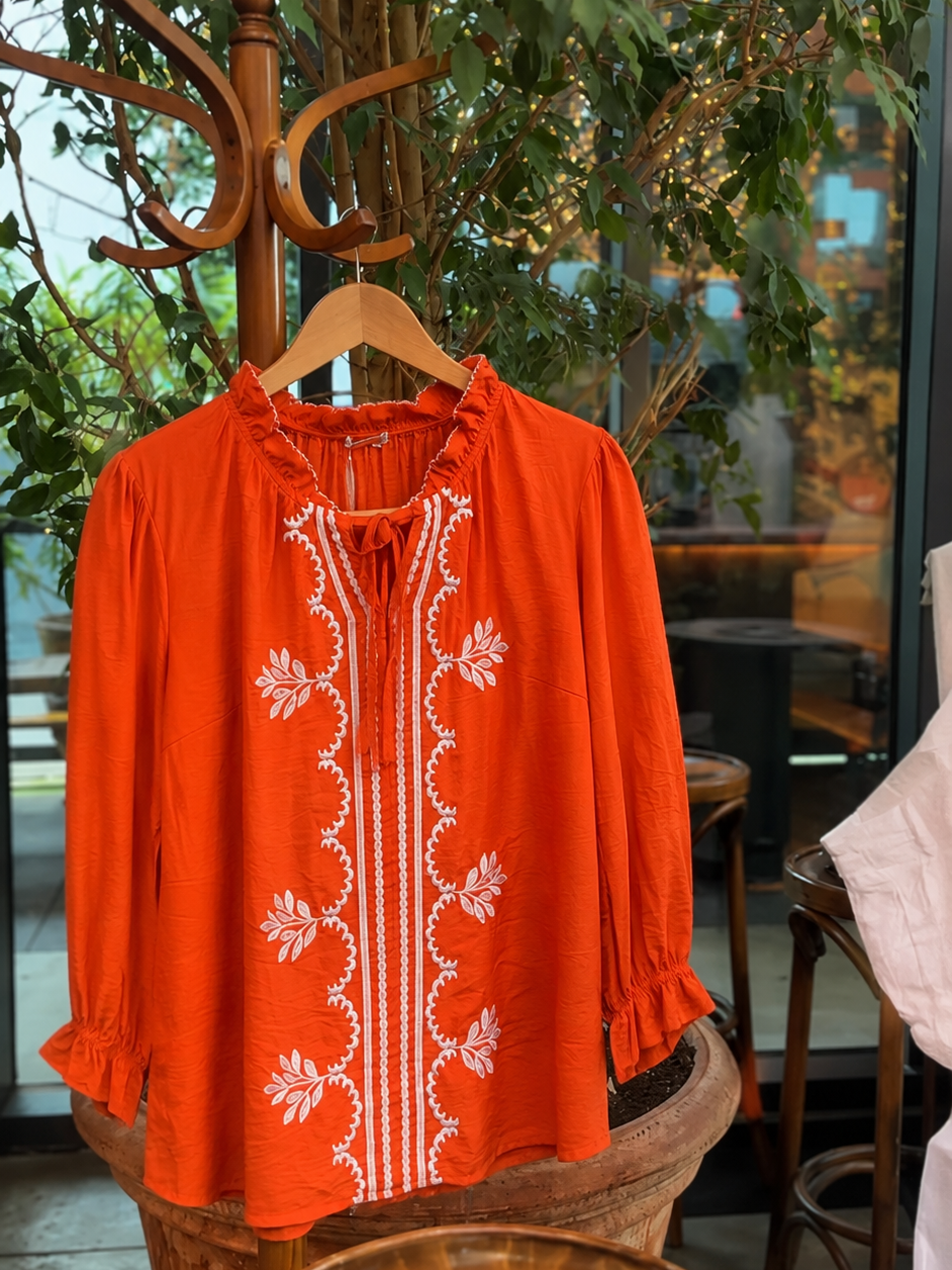 BLOUSE BRODEE ORANGE 4