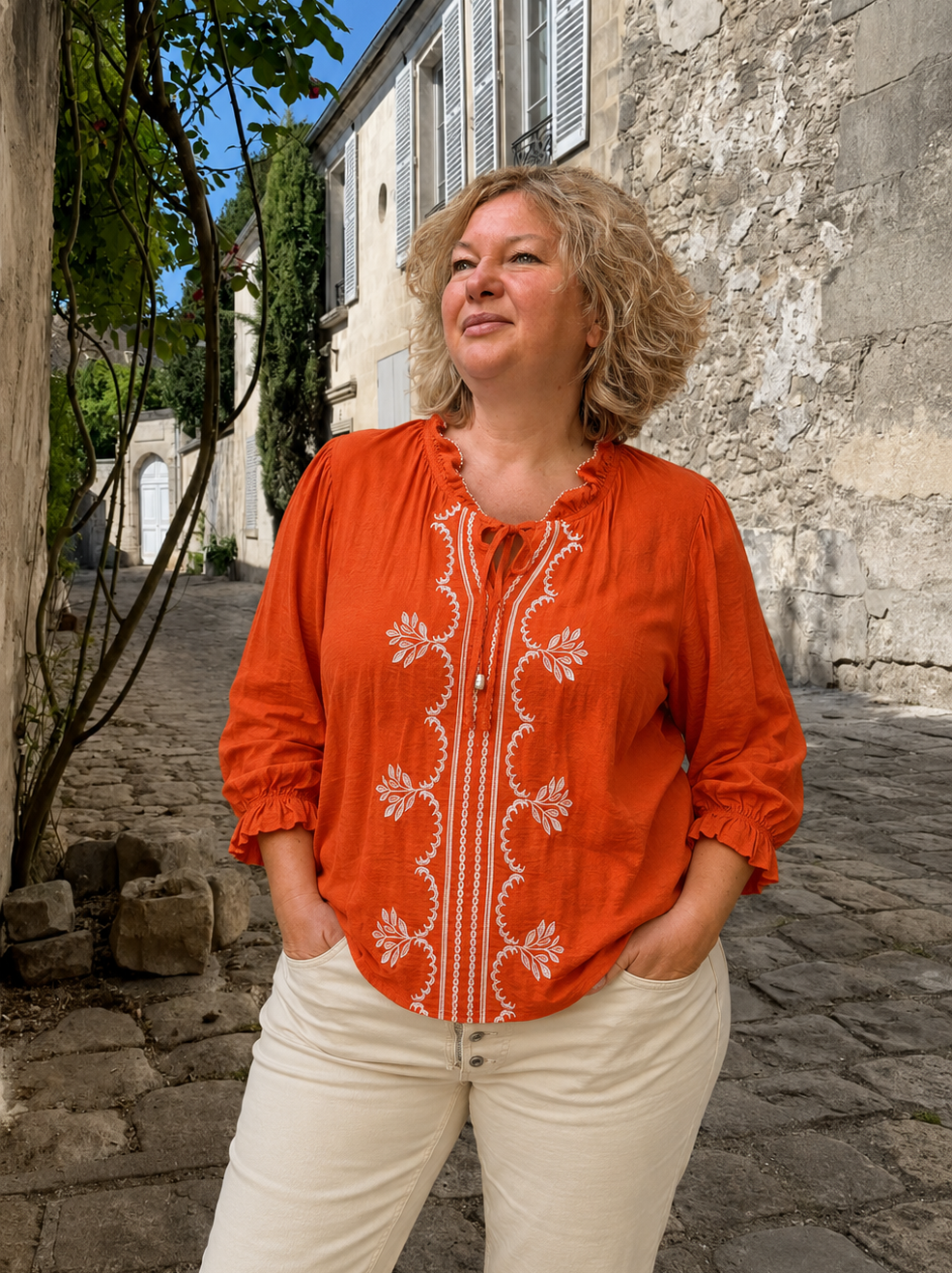 BLOUSE BRODEE ORANGE 2