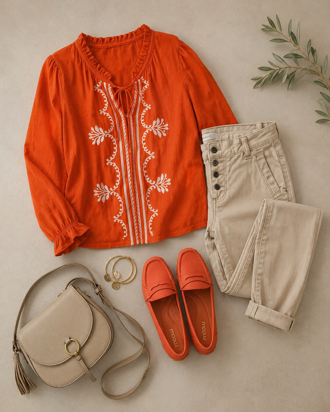 IDEE LOOK BLOUSE BRODEE ORANGE