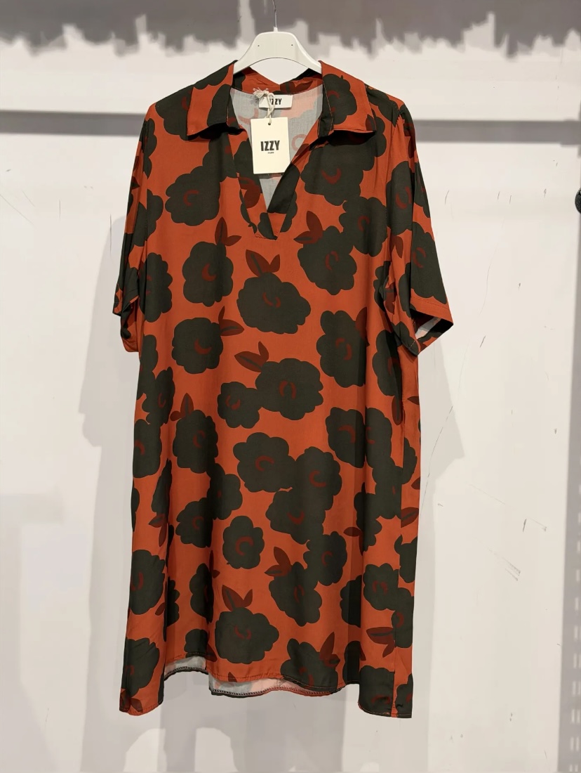 ROBE FLEURS IZZY ORANGE ET KAKI