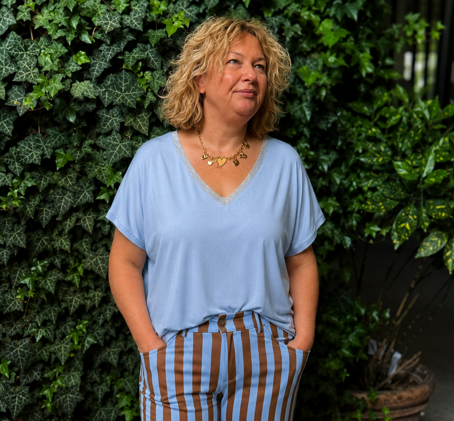 T-SHIRT VISCOSE COL LUREX CIEL