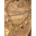COLLIER DORE MEDAILLES COEURS ACIER INOXYDABLE 1