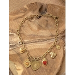 COLLIER DORE MEDAILLES COEURS ACIER INOXYDABLE 2