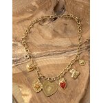 COLLIER DORE MEDAILLES COEURS ACIER INOXYDABLE