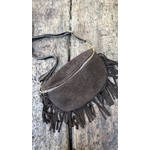 SAC BANANE FRANGES CUIR CHOCOLAT 1