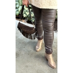 SAC BANANE FRANGES CUIR CHOCOLAT PORTE 4