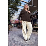 PANTALON VELOURS MELLY AND CO ECRU