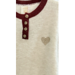 PULL COEUR ECRU ET BORDEAUX APRIL VINTAGE 1