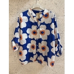 CHEMISE GROSSE FLEURS BLEU ROI 1