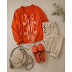 IDEE LOOK BLOUSE BRODEE ORANGE