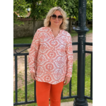 BLOUSE GRANDE TAILLE IMPRIME ORANGE ET BLANC 1