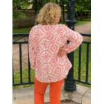 BLOUSE GRANDE TAILLE IMPRIME ORANGE ET BLANC 2