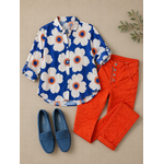 BLOUSE FLEURIE BLEU ET ORANGE APRIL VINTAGE 3
