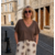 T-SHIRT VISCOSE COL LUREX CHOCOLAT