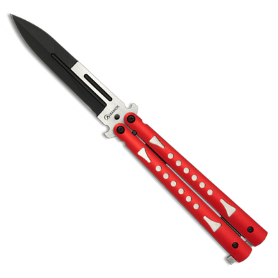 Couteau papillon rouge design 10 cm