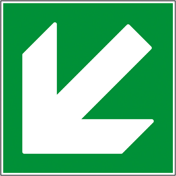 Signalétique RetD : panneau SECOURS flèche bas à gauche