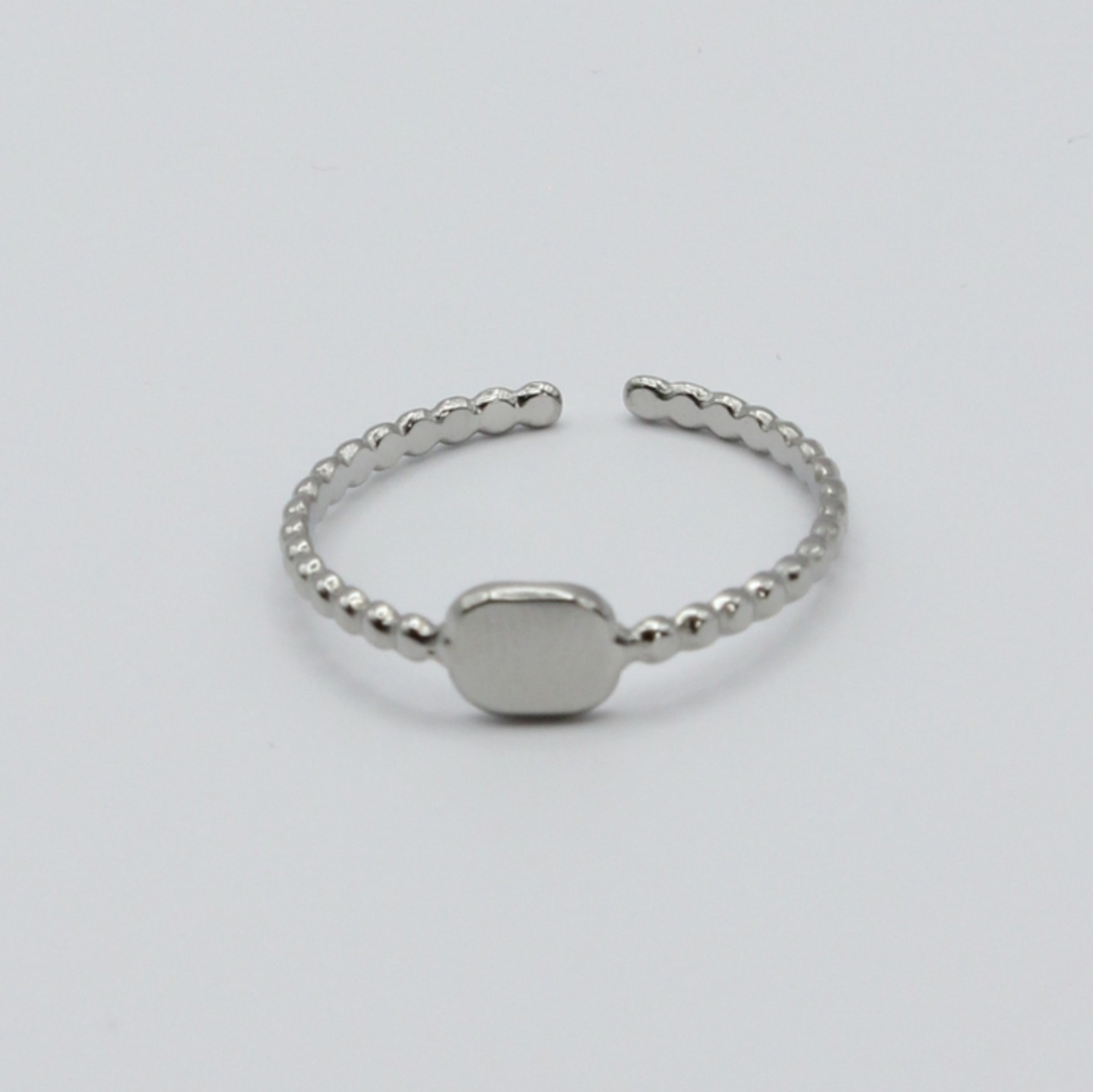 Bague anneau en acier inoxydable argenté
