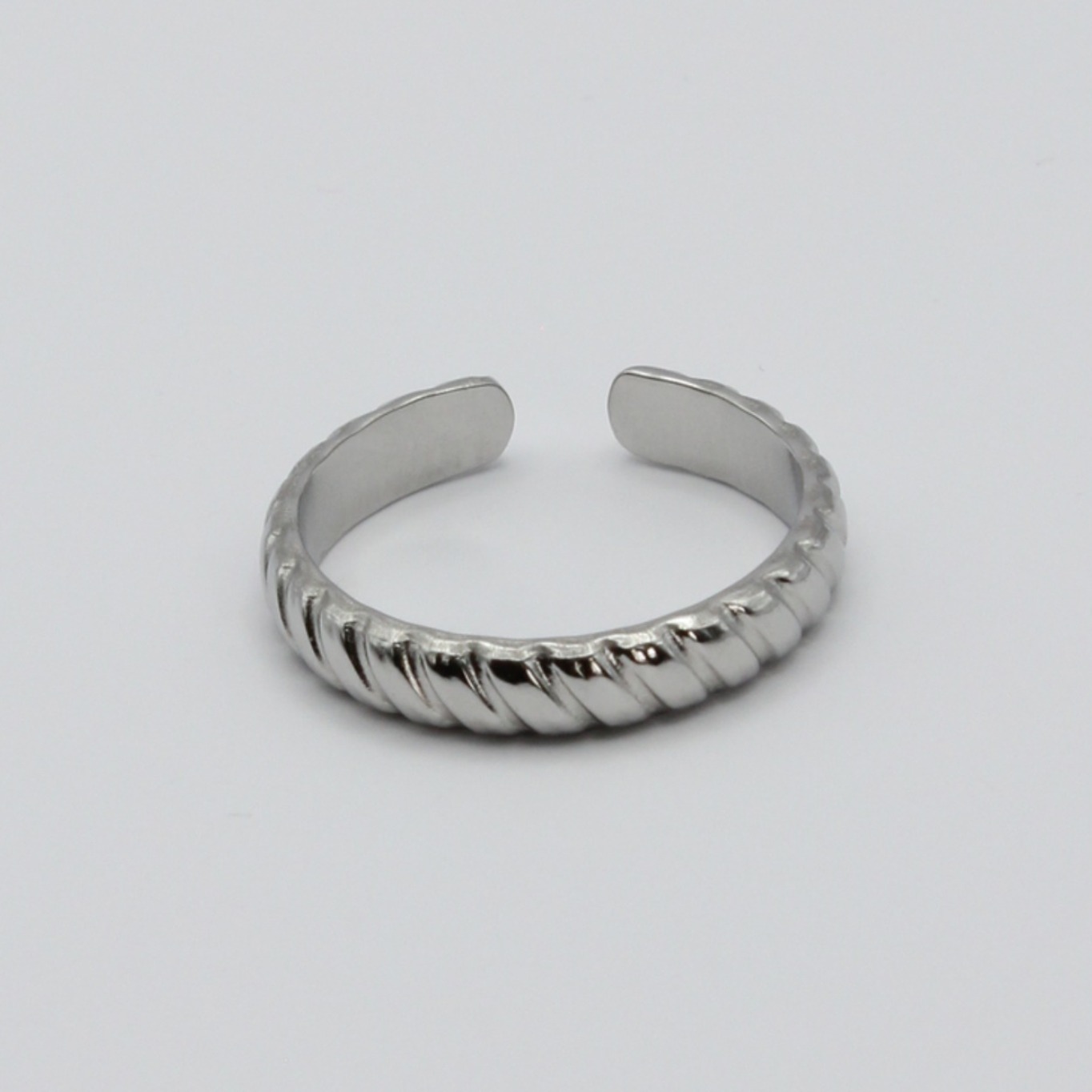 Bague croissant en acier inoxydable argenté