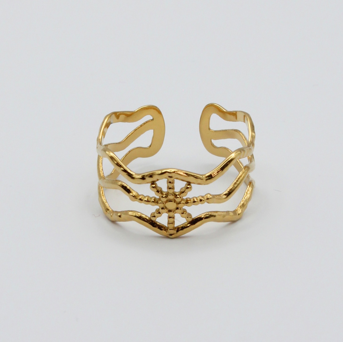 bague acier doré sunshine