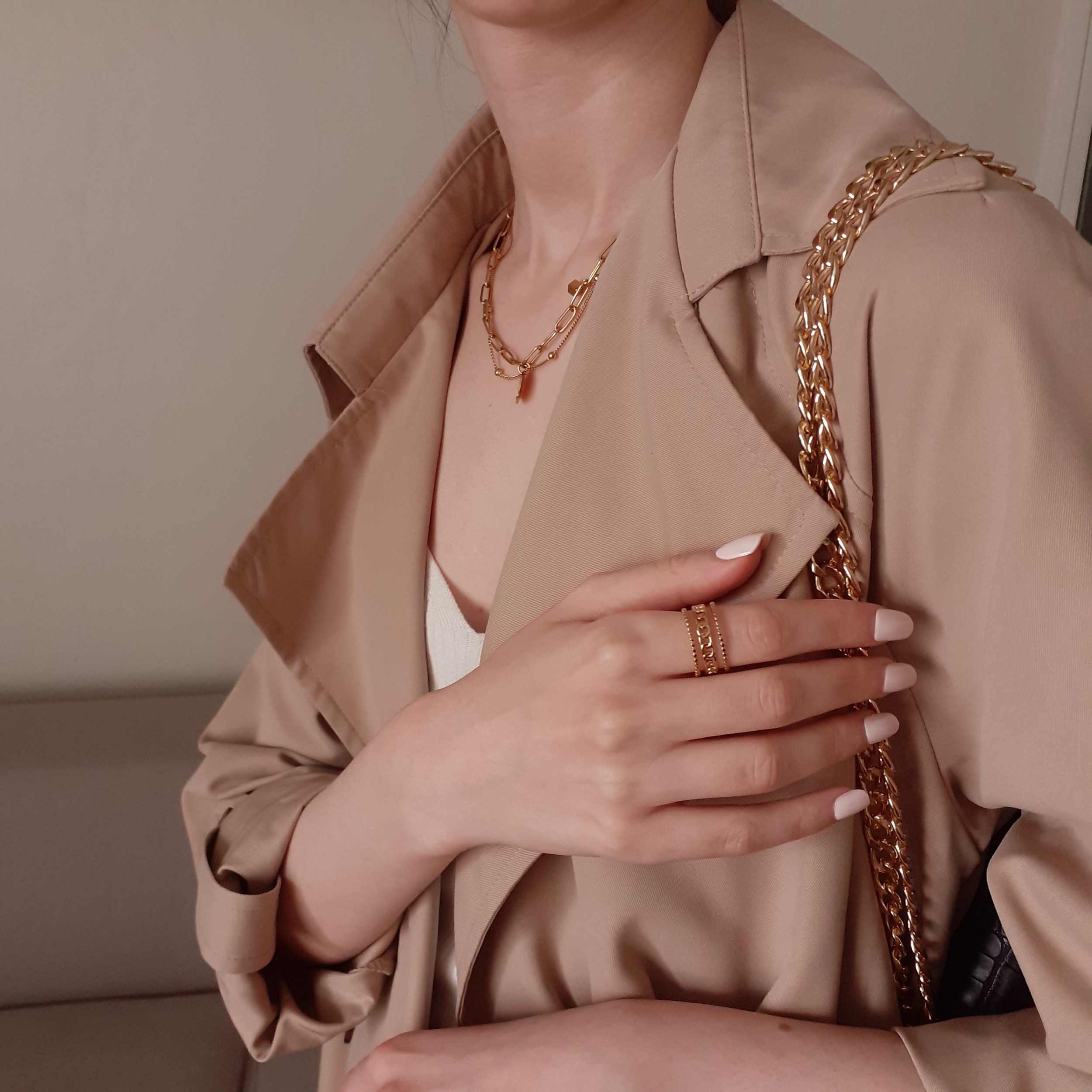 collier en acier inoxydable doré